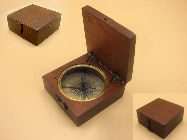 Impressive Georgian mahogany cased pocket compass circa 1830